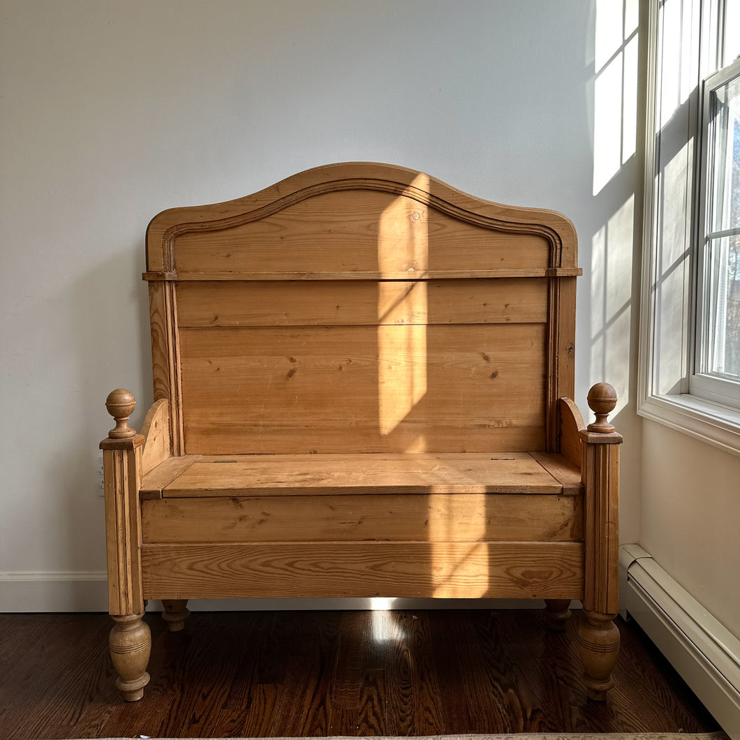 19th century english pine bench with storage