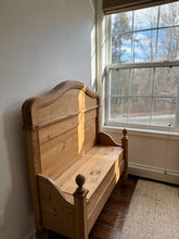 Load image into Gallery viewer, 19th century english pine bench with storage
