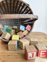 Load image into Gallery viewer, vintage disney blocks in an oak splint basket
