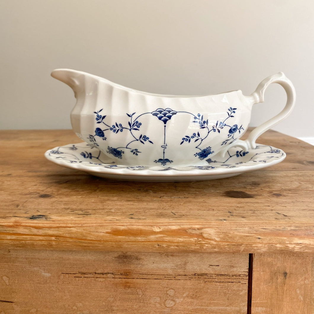 english floral ironstone gravy boat